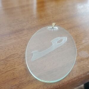 Oval Glass Pendant with Gold Detail
